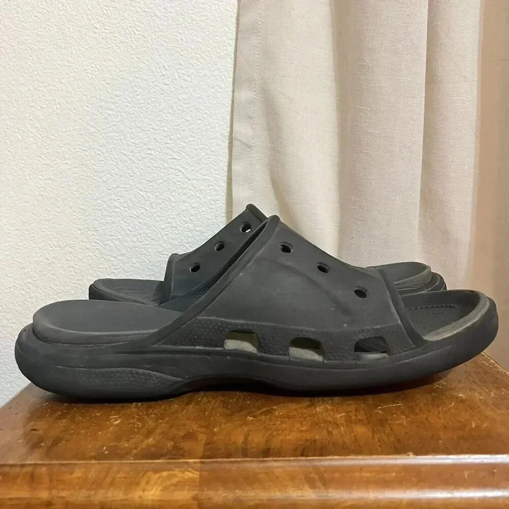 Crocs Classic Slides Baya II Comfort Black Mens 12 Womens 14‎ Non Slip Grunge